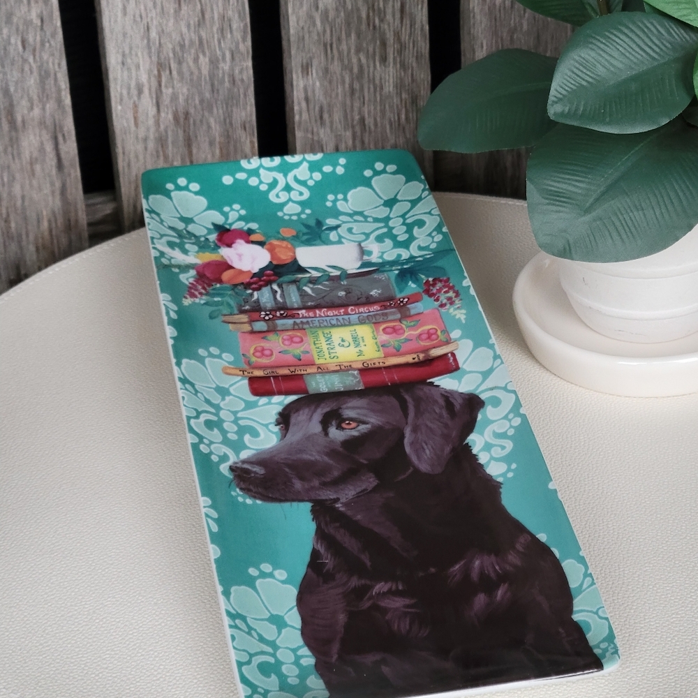 Greenbox Art & Culture Turquoise Floral Labrador Womens Best Friend Plate - Picture 3 of 14